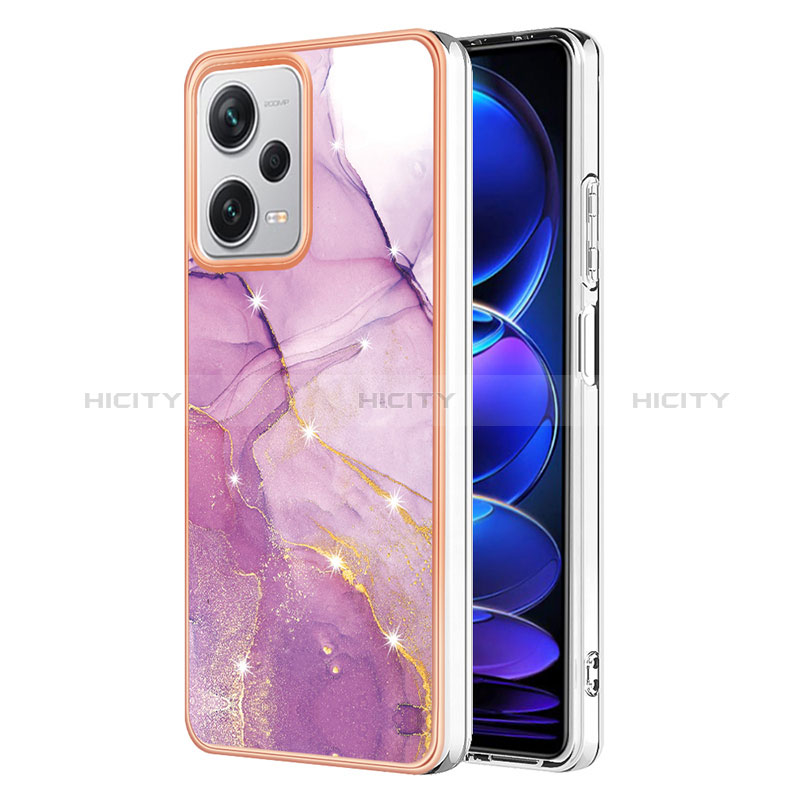 Coque Silicone Motif Fantaisie Souple Couleur Unie Etui Housse YB5 pour Xiaomi Redmi Note 12 Explorer Violet Clair Plus