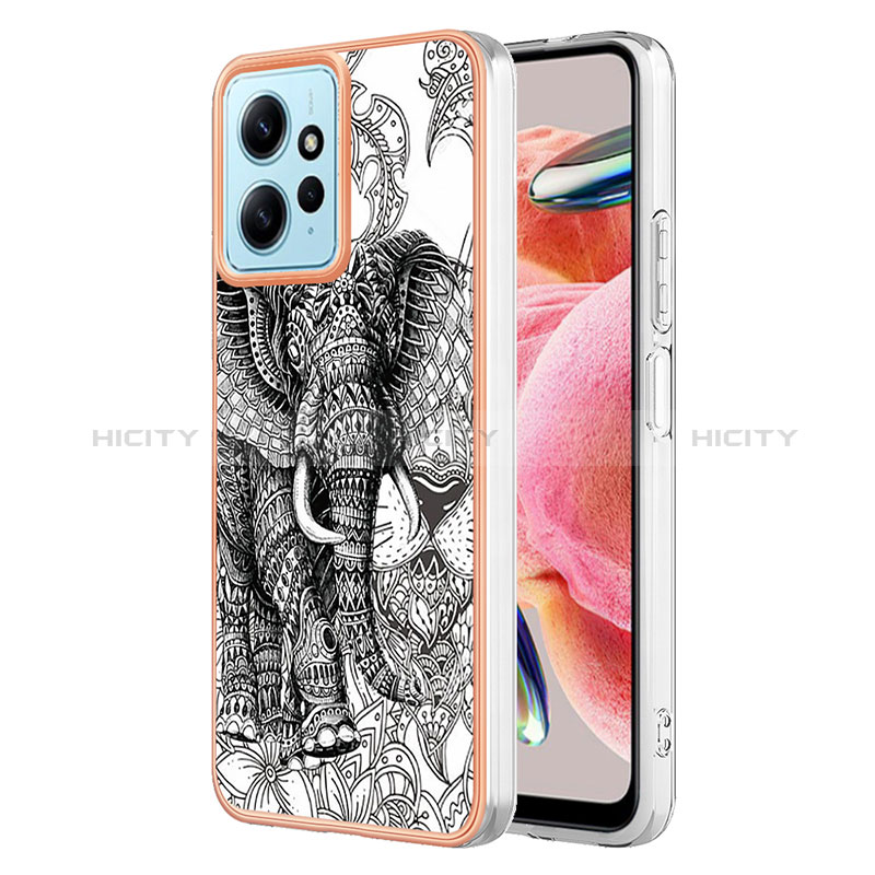 Coque Silicone Motif Fantaisie Souple Couleur Unie Etui Housse YB6 pour Xiaomi Redmi Note 12 4G Gris Plus