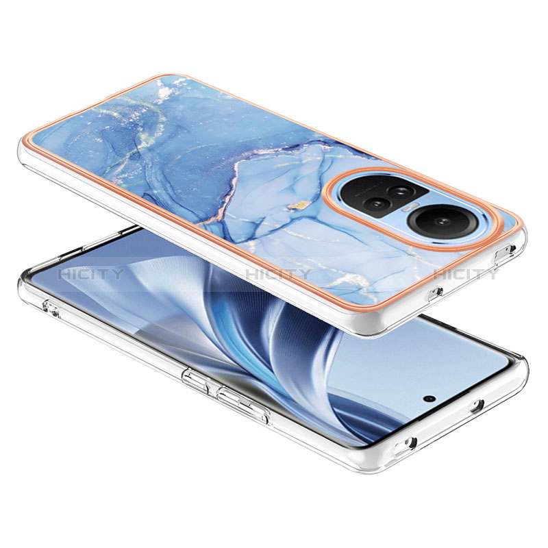 Coque Silicone Motif Fantaisie Souple Couleur Unie Etui Housse YB7 pour Oppo Reno10 5G Bleu Plus