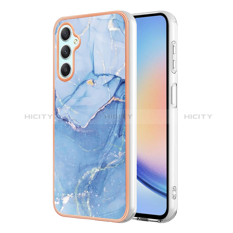 Coque Silicone Motif Fantaisie Souple Couleur Unie Etui Housse YB7 pour Samsung Galaxy A24 4G Bleu Plus