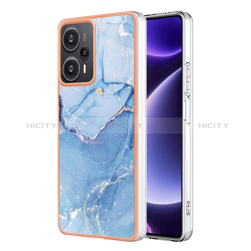 Coque Silicone Motif Fantaisie Souple Couleur Unie Etui Housse YB7 pour Xiaomi Poco F5 5G Bleu Plus