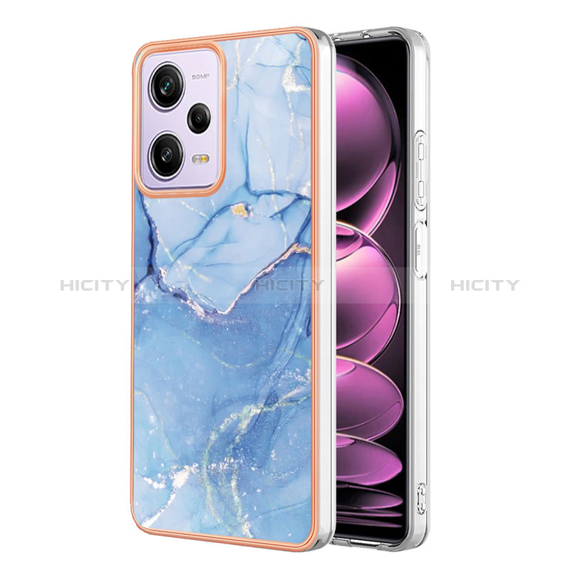 Coque Silicone Motif Fantaisie Souple Couleur Unie Etui Housse YB7 pour Xiaomi Redmi Note 12 Pro 5G Bleu Plus