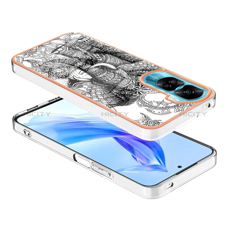 Coque Silicone Motif Fantaisie Souple Couleur Unie Etui Housse YB8 pour Huawei Honor 90 Lite 5G Gris Plus