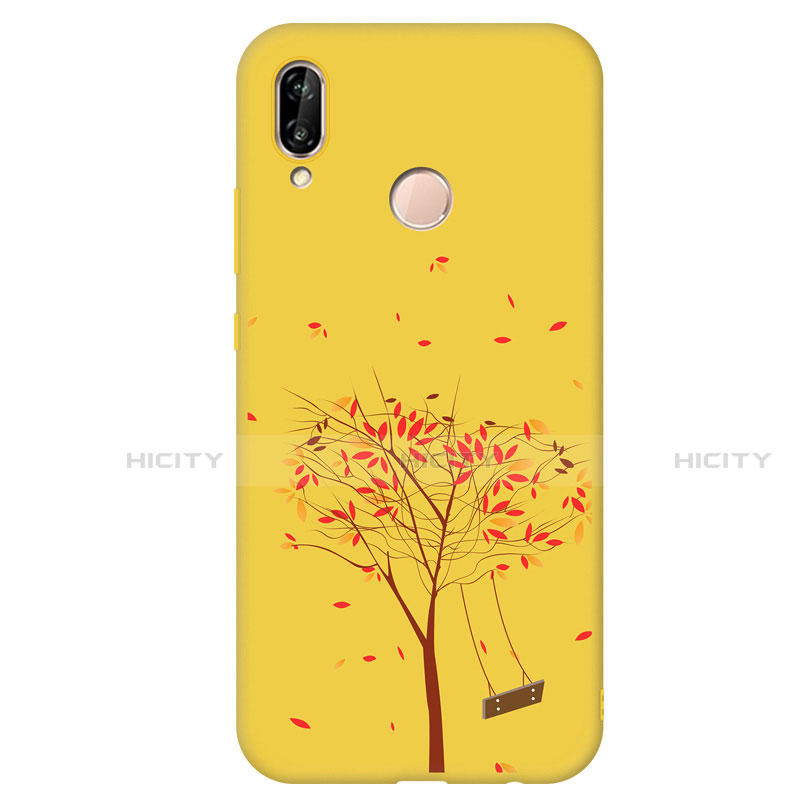 Coque Silicone Motif Fantaisie Souple Couleur Unie Housse Etui S03 pour Huawei Nova 3e Jaune Plus