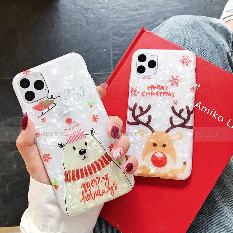 Coque Silicone Motif Noel Souple Couleur Unie Etui Housse pour Apple iPhone 11 Pro Plus