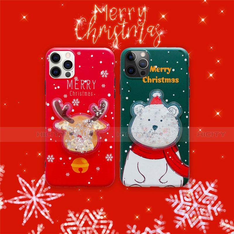 Coque Silicone Motif Noel Souple Couleur Unie Etui Housse pour Apple iPhone 12 Pro Max Plus