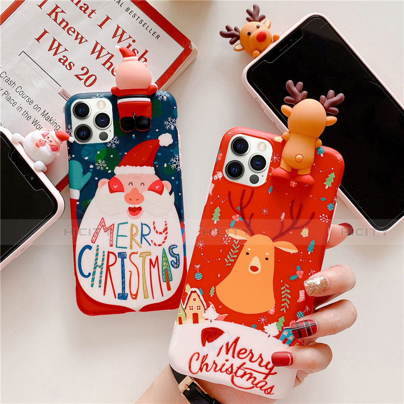 Coque Silicone Motif Noel Souple Couleur Unie Etui Housse S01 pour Apple iPhone 12 Pro Plus