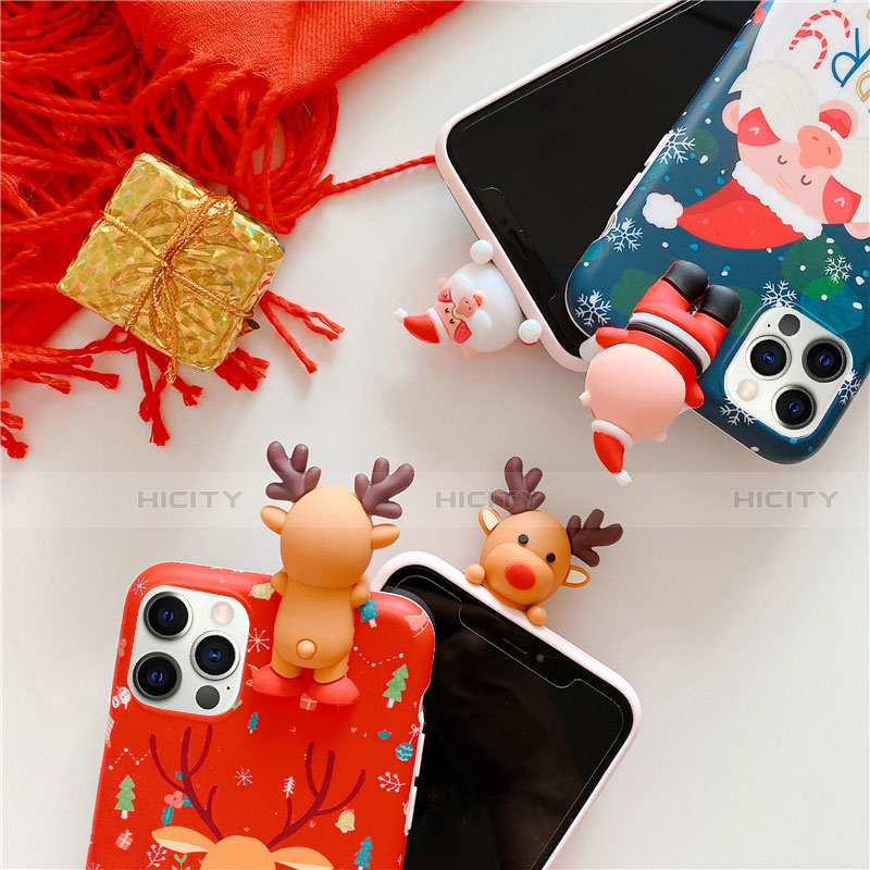 Coque Silicone Motif Noel Souple Couleur Unie Etui Housse S01 pour Apple iPhone 12 Pro Plus