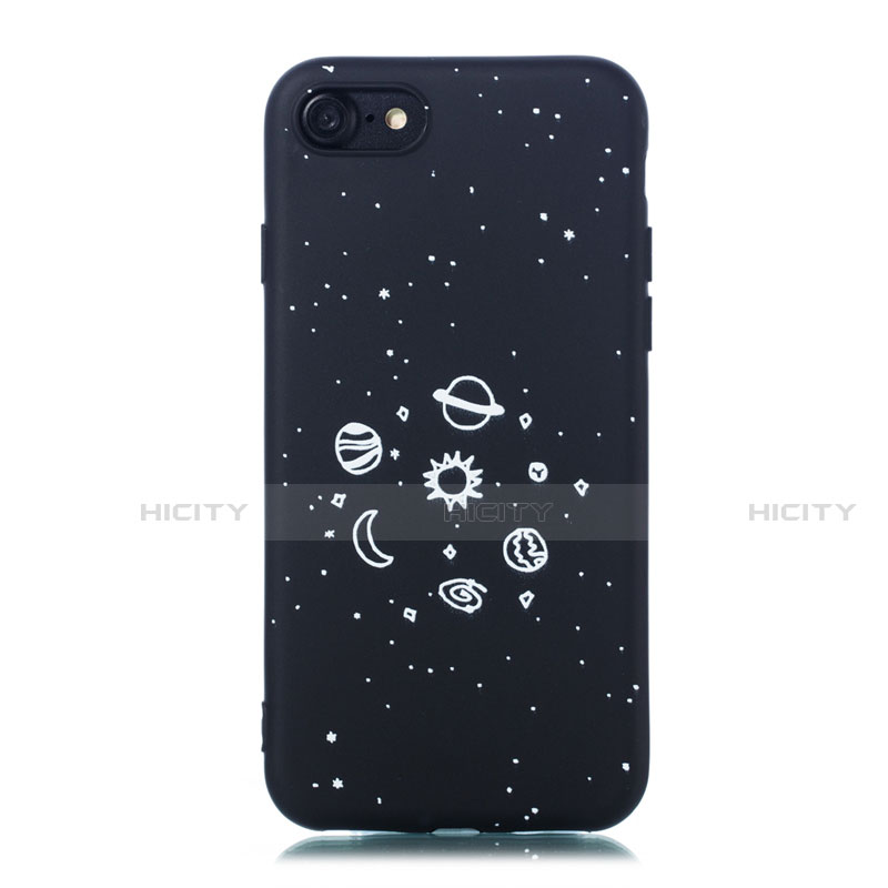 Coque Silicone Paillette Etoile Souple Couleur Unie Etui Housse pour Apple iPhone 8 Noir Plus