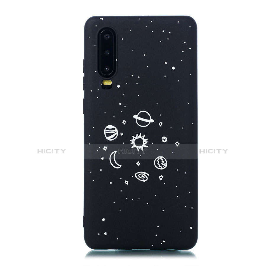 Coque Silicone Paillette Etoile Souple Couleur Unie Etui Housse pour Huawei P30 Noir Plus