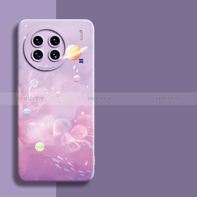 Coque Silicone Paillette Etoile Souple Couleur Unie Etui Housse pour Vivo X90 5G Violet Clair Plus