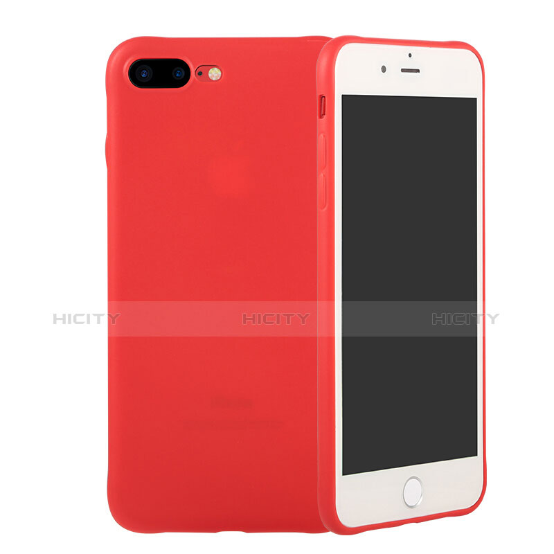 Coque Silicone Souple Couleur Unie Gel C02 pour Apple iPhone 7 Plus Rouge Plus