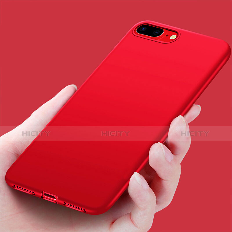 Coque Silicone Souple Couleur Unie Gel pour Apple iPhone 8 Plus Rouge Plus