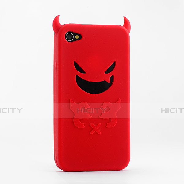 Coque Silicone Souple Demon Diable Masque pour Apple iPhone 4 Rouge Plus