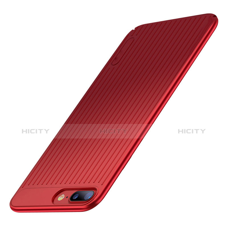 Coque Silicone Souple Housse Vague Line pour Apple iPhone 7 Plus Rouge Plus