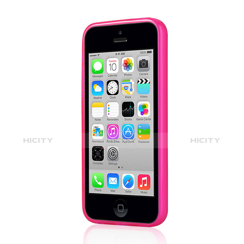 Coque Silicone Souple Mat pour Apple iPhone 5C Rose Rouge Plus