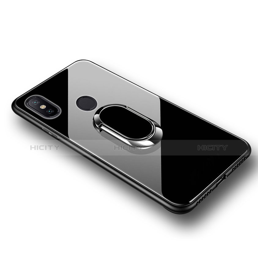 Coque Silicone Souple Miroir avec Support Bague Anneau pour Xiaomi Mi A2 Noir Plus