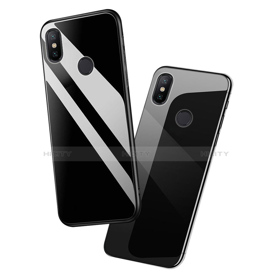 Coque Silicone Souple Miroir avec Support Bague Anneau pour Xiaomi Mi A2 Noir Plus