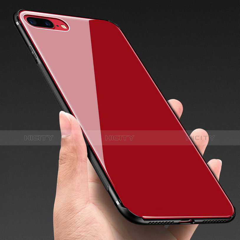 Coque Silicone Souple Miroir M03 pour Apple iPhone 8 Plus Rouge Plus