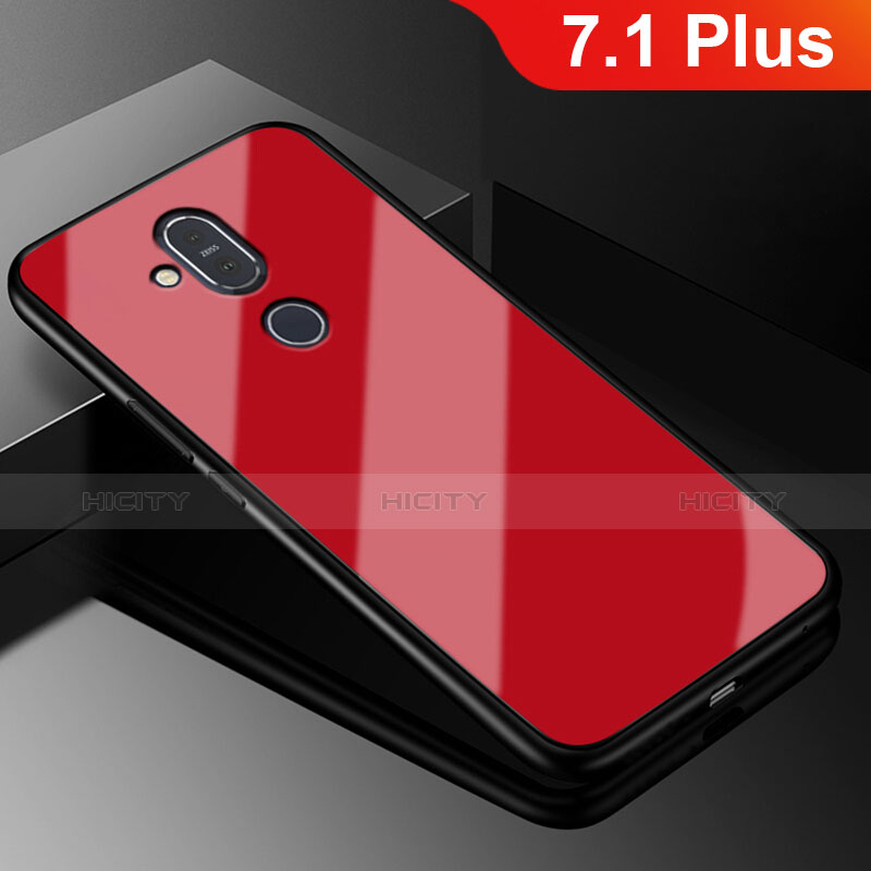 Coque Silicone Souple Miroir pour Nokia 7.1 Plus Rouge Plus