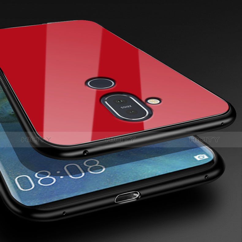 Coque Silicone Souple Miroir pour Nokia 7.1 Plus Rouge Plus