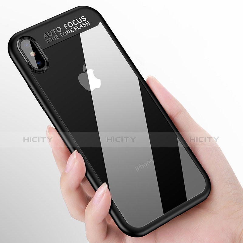 Coque Silicone Souple Miroir W01 pour Apple iPhone Xs Noir Plus