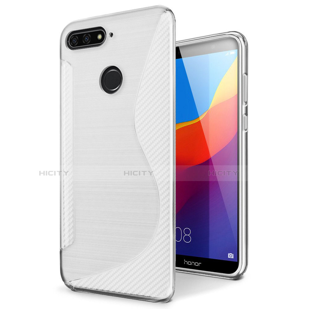 Coque Silicone Souple Transparente Vague S-Line Housse Etui pour Huawei Y6 Prime (2018) Blanc Plus