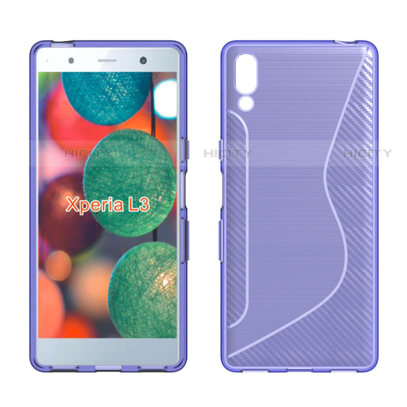 Coque Silicone Souple Transparente Vague S-Line Housse Etui pour Sony Xperia L3 Violet Plus