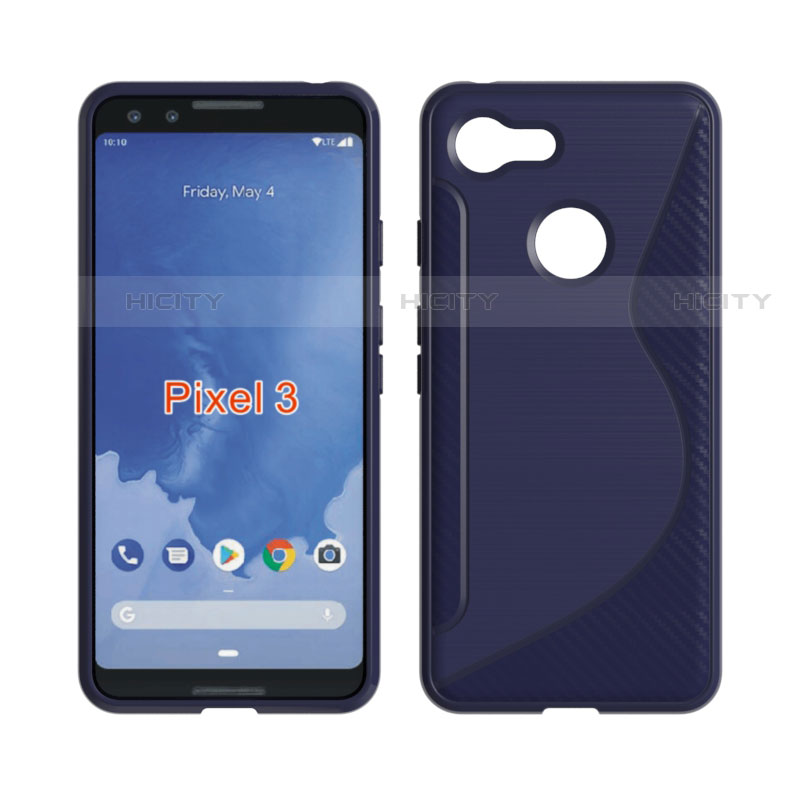 Coque Silicone Souple Transparente Vague S-Line pour Google Pixel 3 Bleu Plus