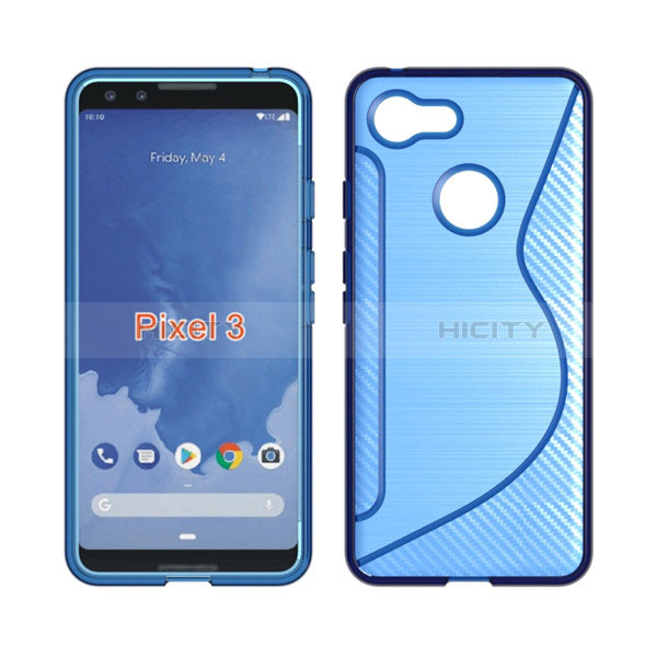 Coque Silicone Souple Transparente Vague S-Line pour Google Pixel 3 Bleu Ciel Plus