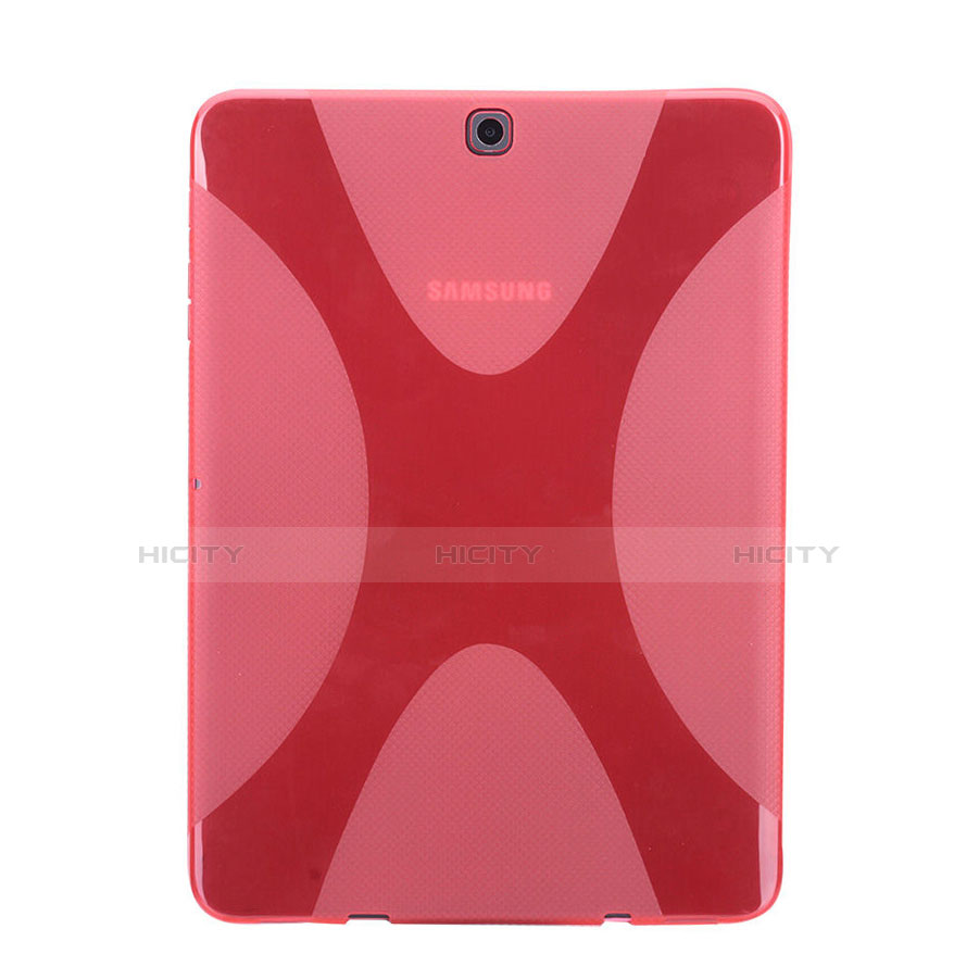 Coque Silicone Souple Transparente Vague X-Line pour Samsung Galaxy Tab S2 8.0 SM-T710 SM-T715 Rouge Plus