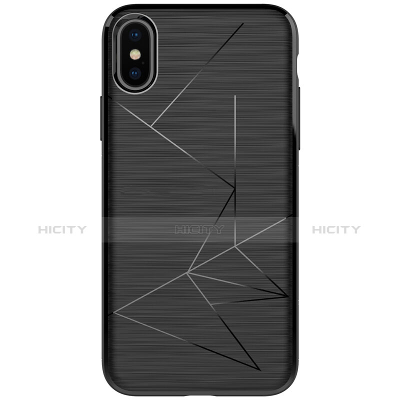 Coque Silicone Souple Vague Line R01 pour Apple iPhone Xs Noir Plus