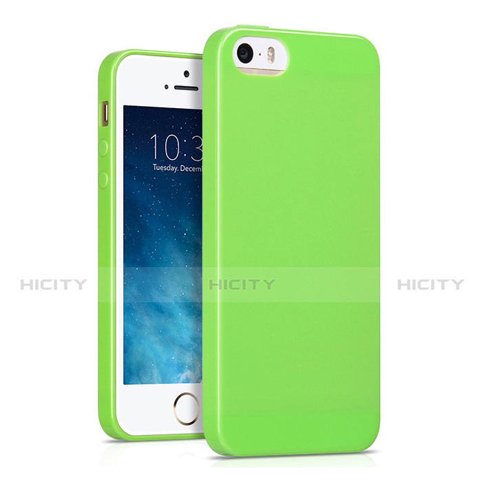 Coque Silicone TPU Souple Couleur Unie pour Apple iPhone 5 Vert Plus