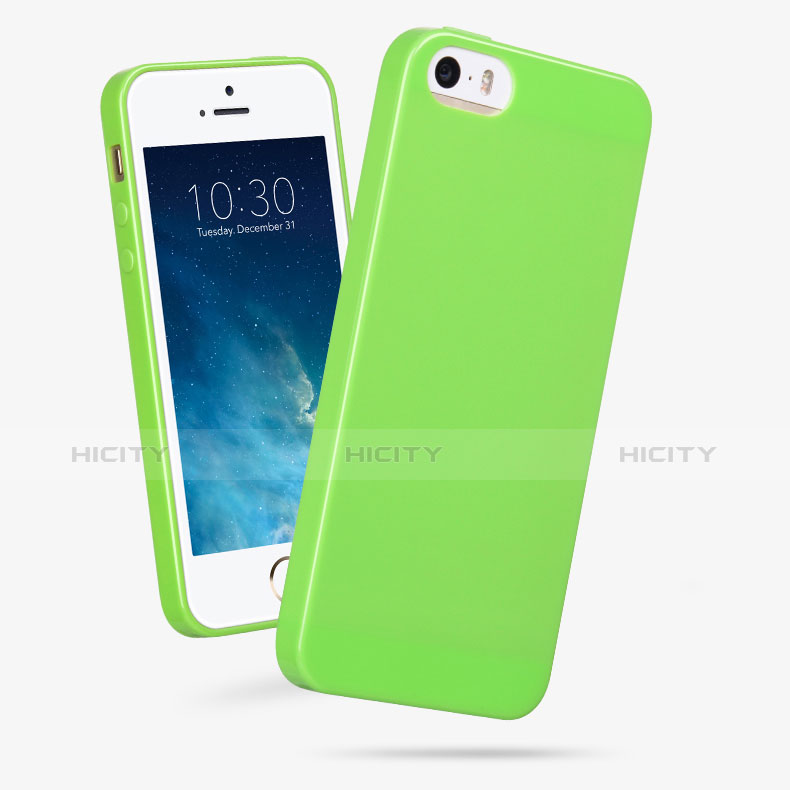 Coque Silicone TPU Souple Couleur Unie pour Apple iPhone 5S Vert Plus