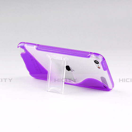 Coque Silicone Transparente Vague S-Line avec Bequille pour Apple iPod Touch 5 Violet Plus