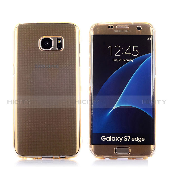 Coque Transparente Integrale Silicone Souple Avant et Arriere Housse Etui pour Samsung Galaxy S7 Edge G935F Or Plus