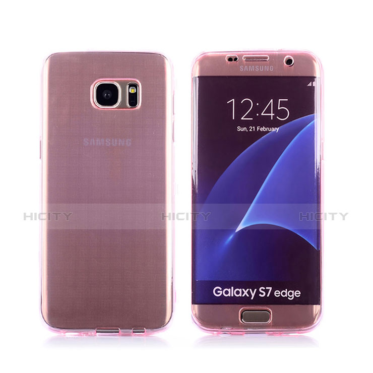 Coque Transparente Integrale Silicone Souple Avant et Arriere Housse Etui pour Samsung Galaxy S7 Edge G935F Rose Plus