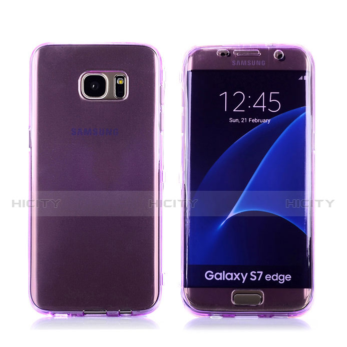 Coque Transparente Integrale Silicone Souple Avant et Arriere Housse Etui pour Samsung Galaxy S7 Edge G935F Violet Plus