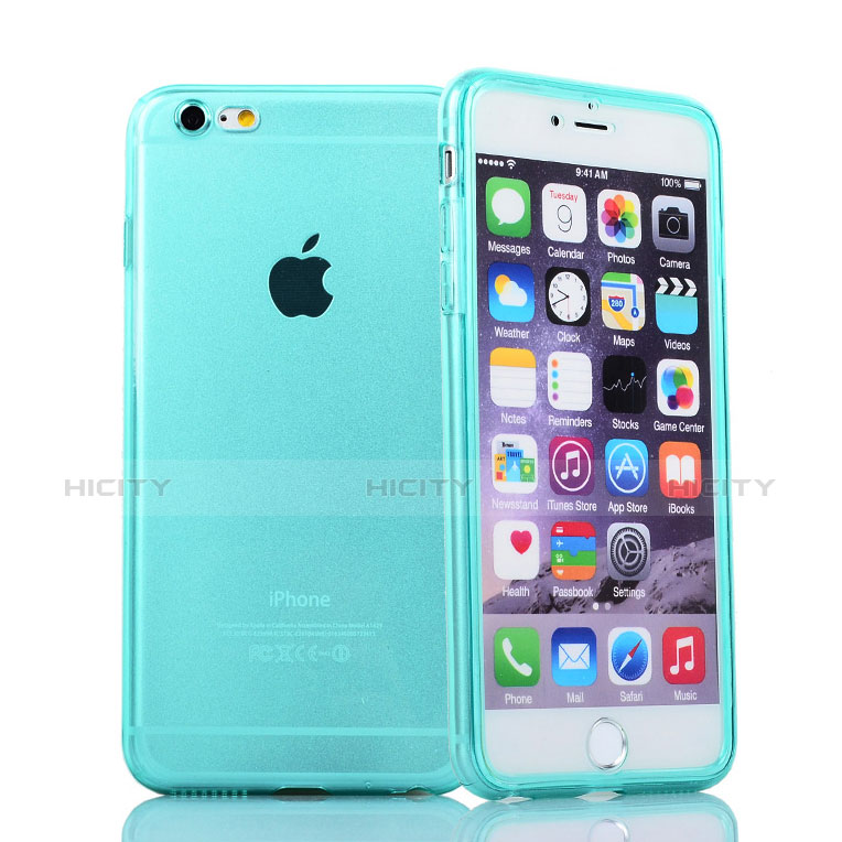 Coque Transparente Integrale Silicone Souple Avant et Arriere pour Apple iPhone 6S Bleu Ciel Plus