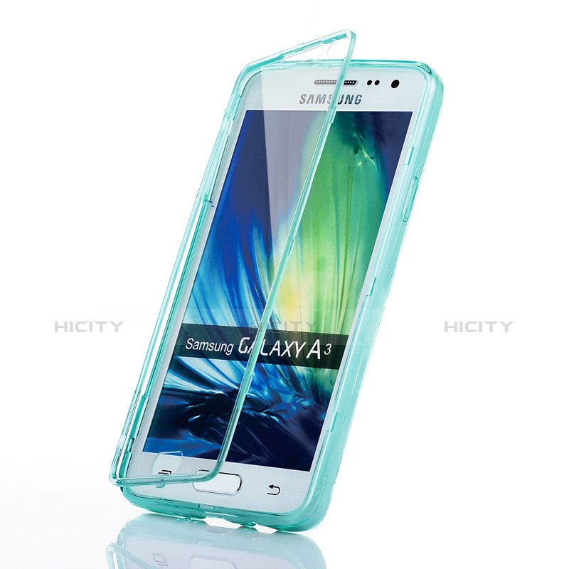 Coque Transparente Integrale Silicone Souple Avant et Arriere pour Samsung Galaxy DS A300G A300H A300M Bleu Plus