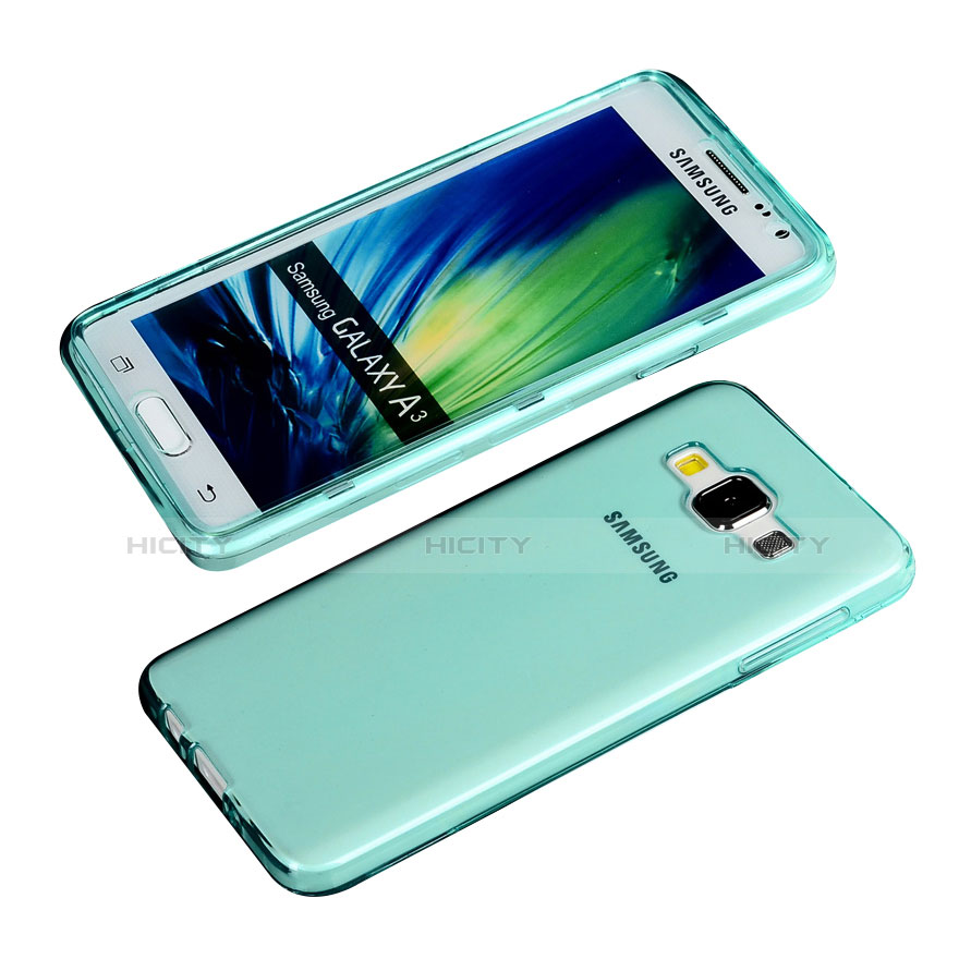 Coque Transparente Integrale Silicone Souple Avant et Arriere pour Samsung Galaxy DS A300G A300H A300M Bleu Plus