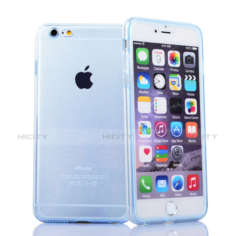 Coque Transparente Integrale Silicone Souple Portefeuille pour Apple iPhone 6S Plus Bleu Plus