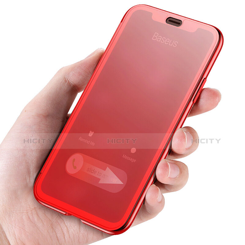 Coque Transparente Integrale Silicone Souple Portefeuille pour Apple iPhone X Rouge Plus