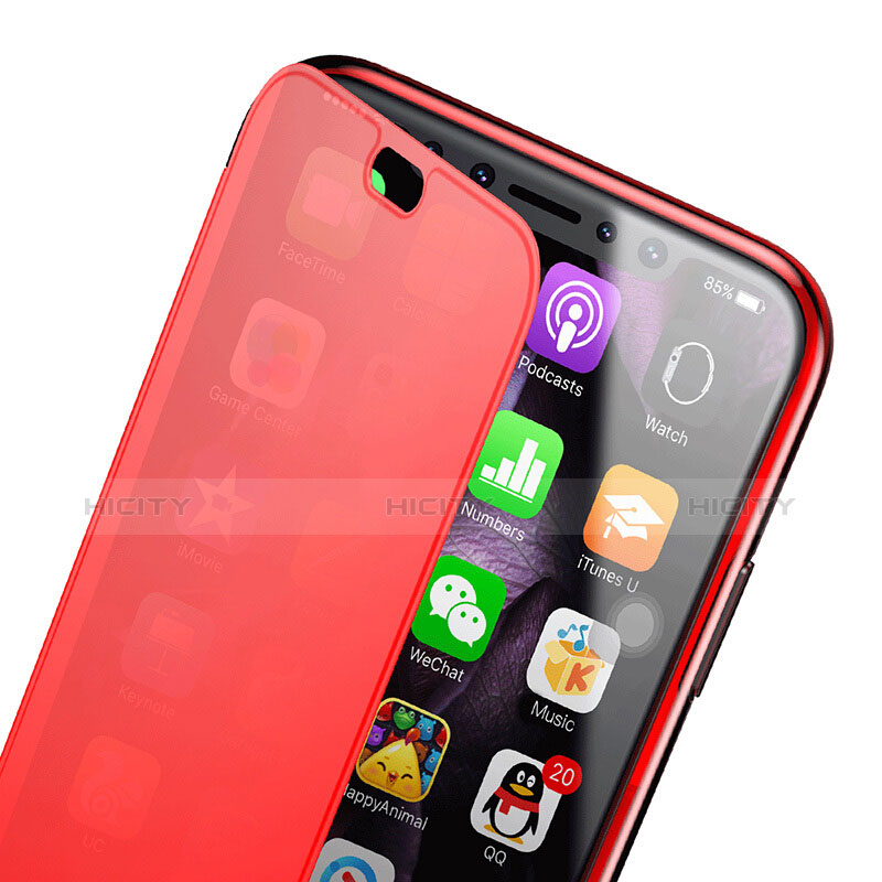 Coque Transparente Integrale Silicone Souple Portefeuille pour Apple iPhone Xs Rouge Plus