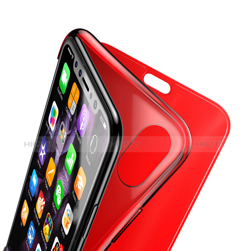 Coque Transparente Integrale Silicone Souple Portefeuille pour Apple iPhone Xs Rouge Plus