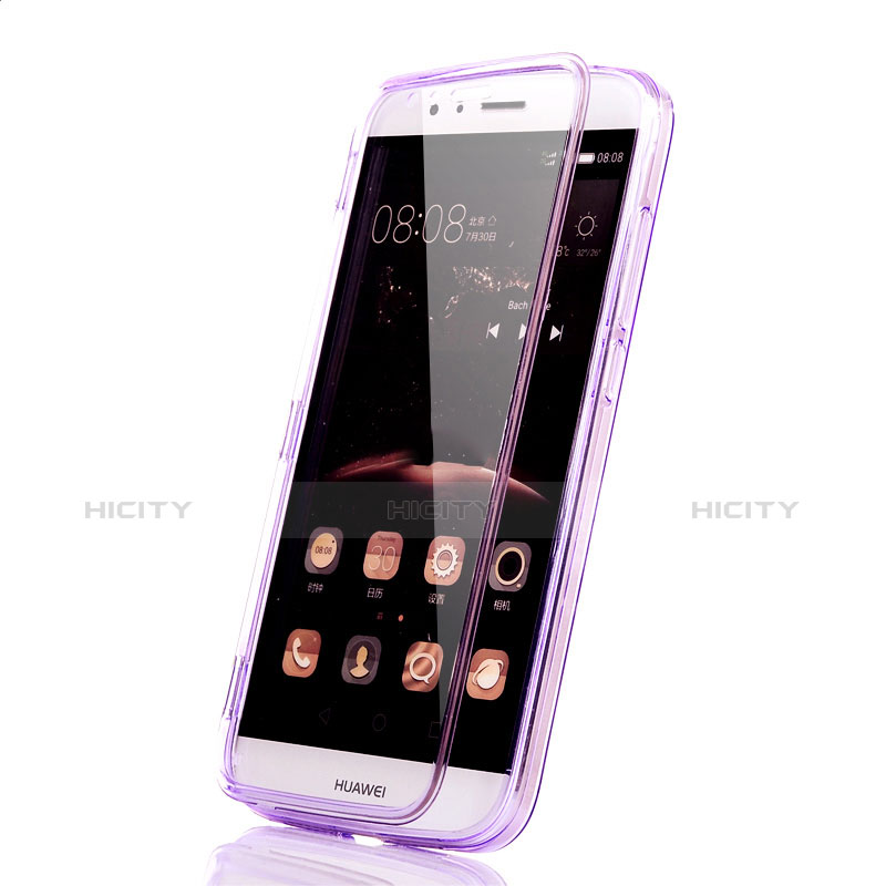 Coque Transparente Integrale Silicone Souple Portefeuille pour Huawei G8 Violet Plus