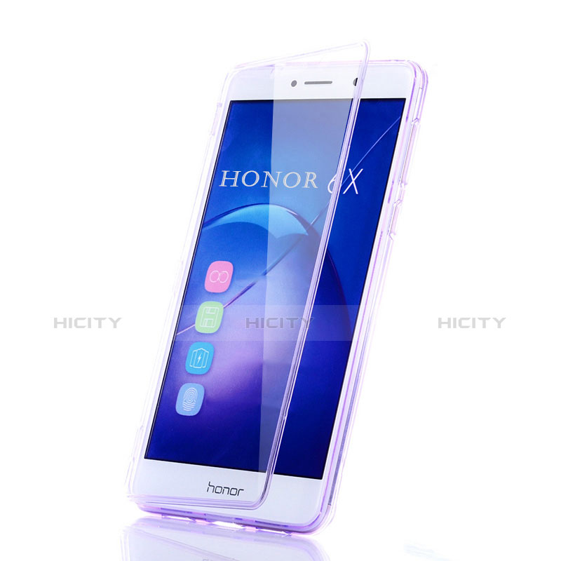 Coque Transparente Integrale Silicone Souple Portefeuille pour Huawei GR5 (2017) Violet Plus