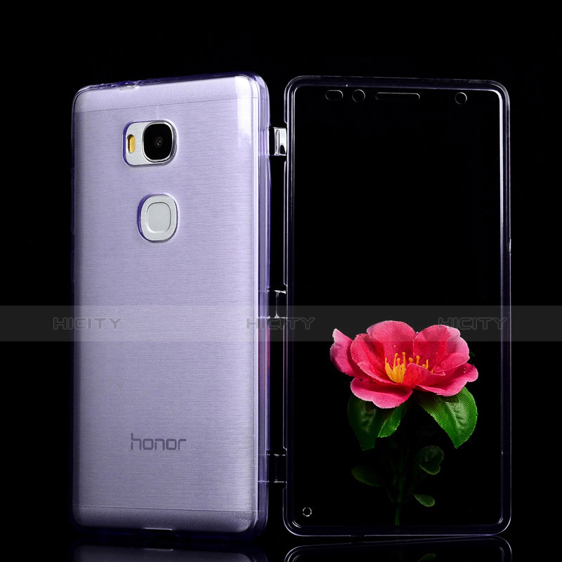 Coque Transparente Integrale Silicone Souple Portefeuille pour Huawei GR5 Violet Plus