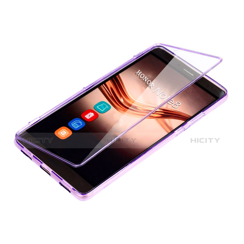 Coque Transparente Integrale Silicone Souple Portefeuille pour Huawei Honor Note 8 Violet Plus