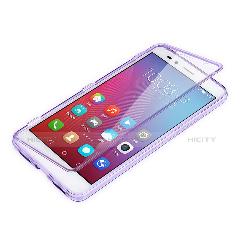 Coque Transparente Integrale Silicone Souple Portefeuille pour Huawei Honor Play 5X Violet Plus